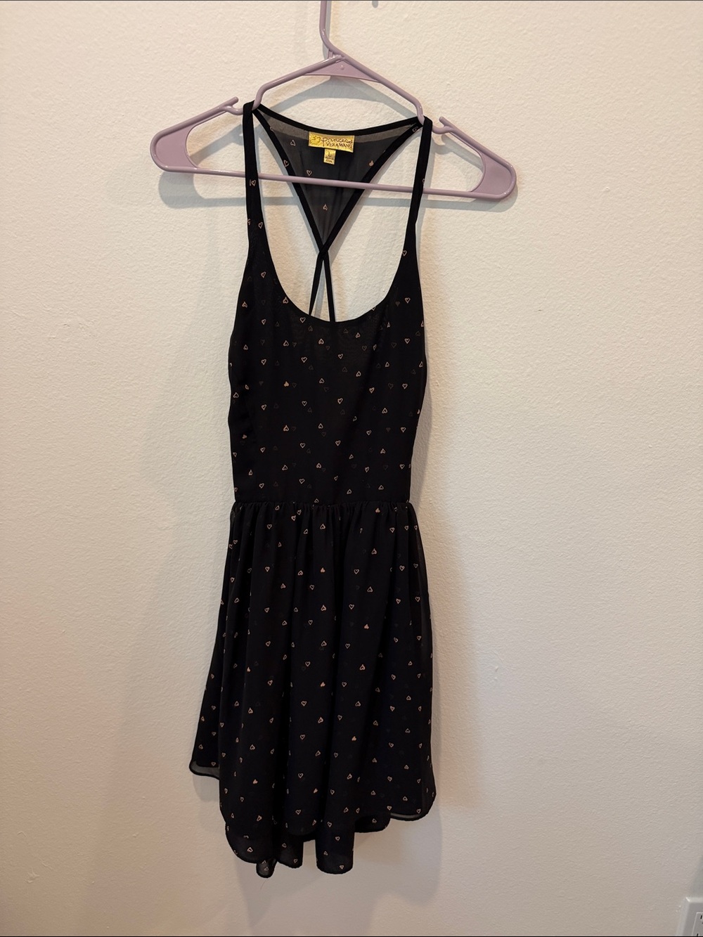 princess vera wang Black Mini Dress with Tiny Heart Print